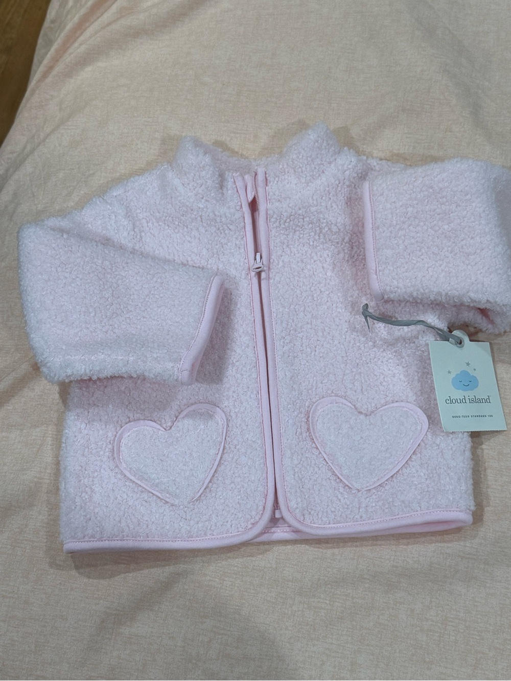 cloud island Light Pink Sherpa Zip-Up Jacket with Soft Lining